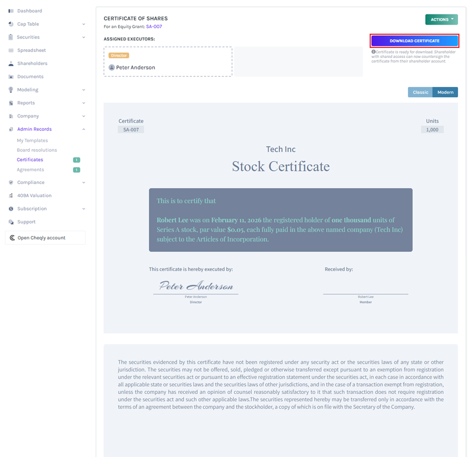 download certificate