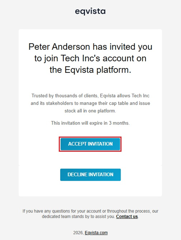 invitation will be sent to the individual shareholders