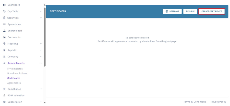 create certificate 