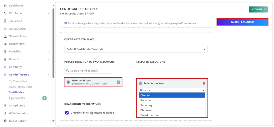assign executors