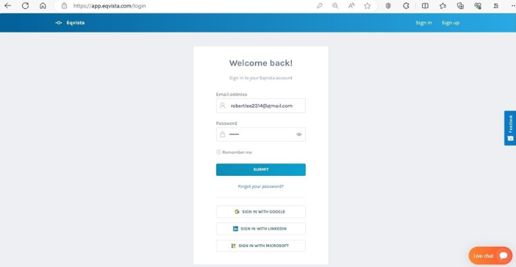Eqvista login