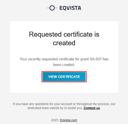 requested certificate has been created