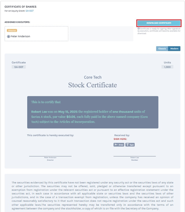 view the certificate