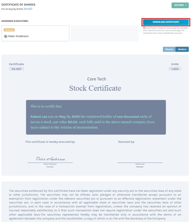 download certificate