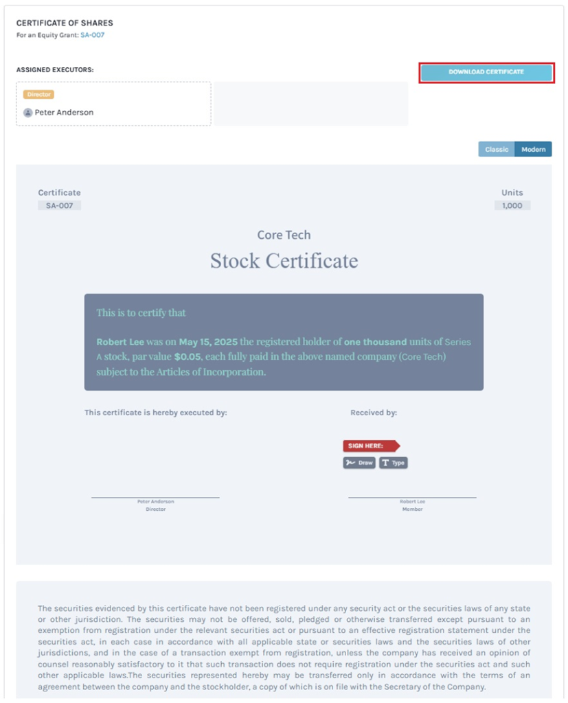 download certificate