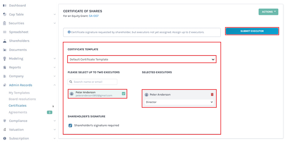 assign executors