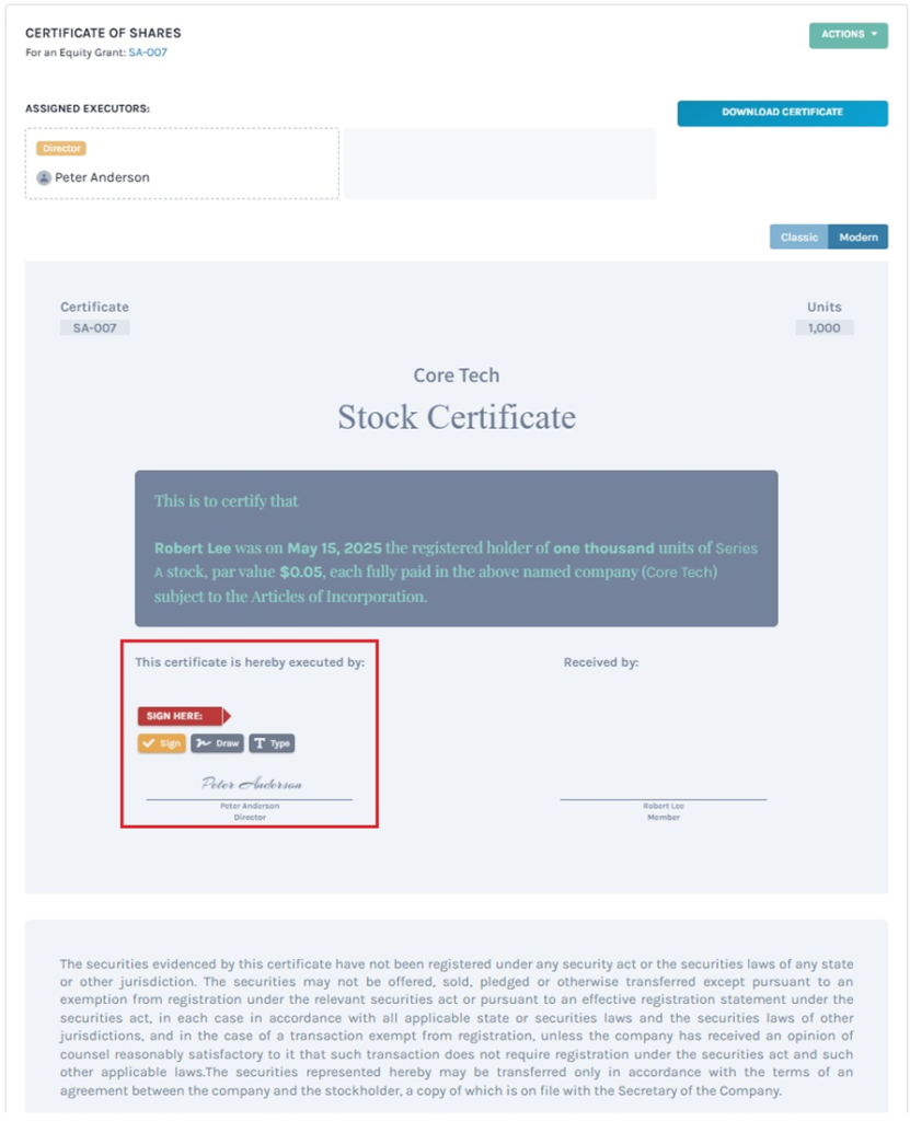 sign the certificate 