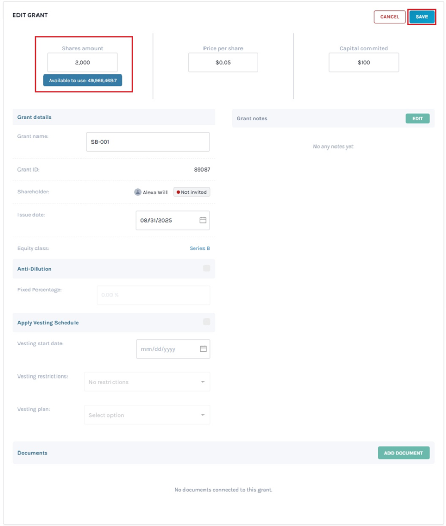 share amount 