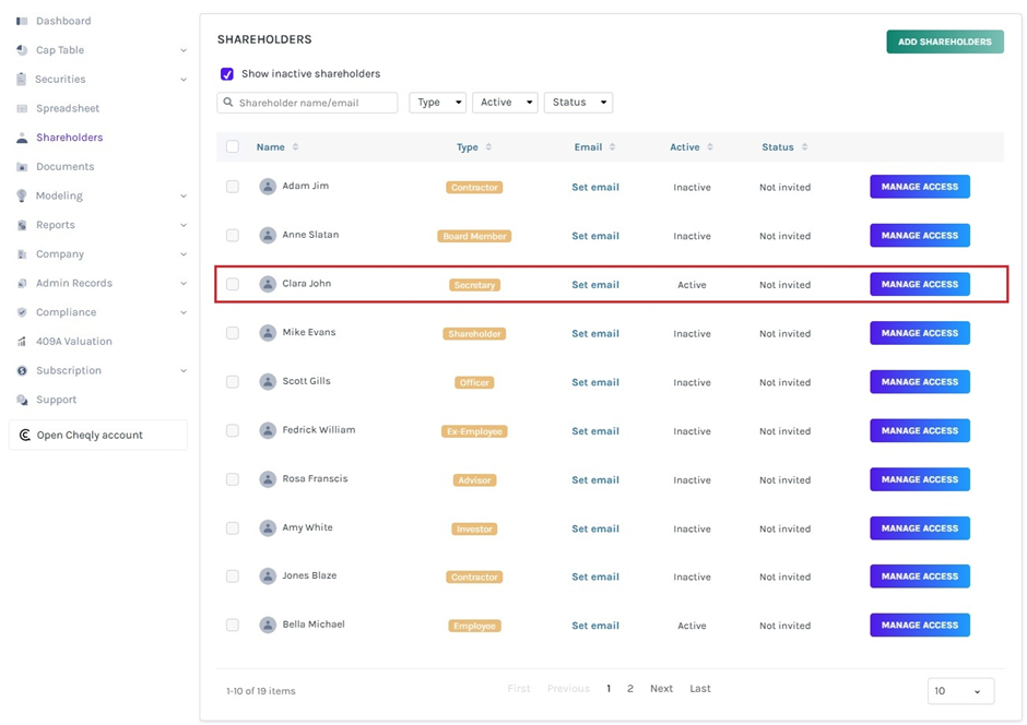 Manage access 