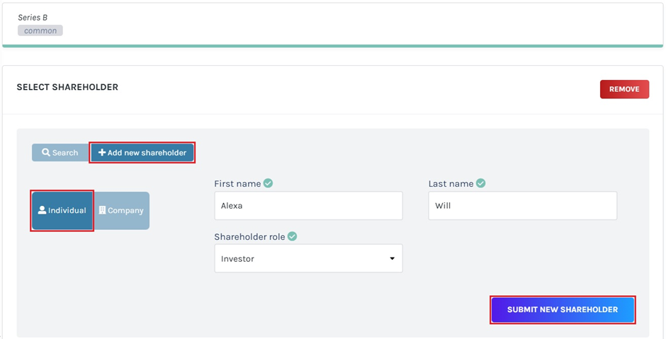 Add New Shareholder