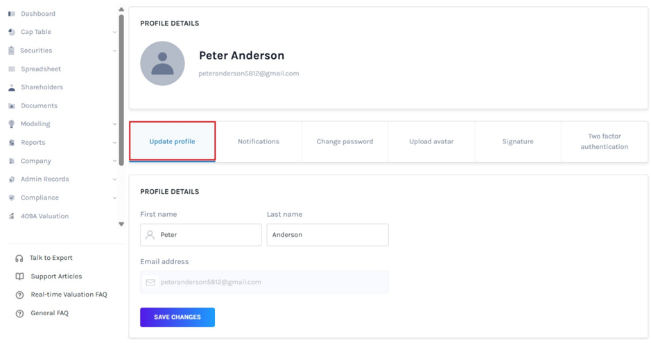 Update profile