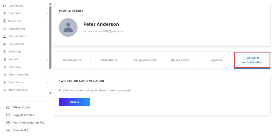 Two factor authentication
