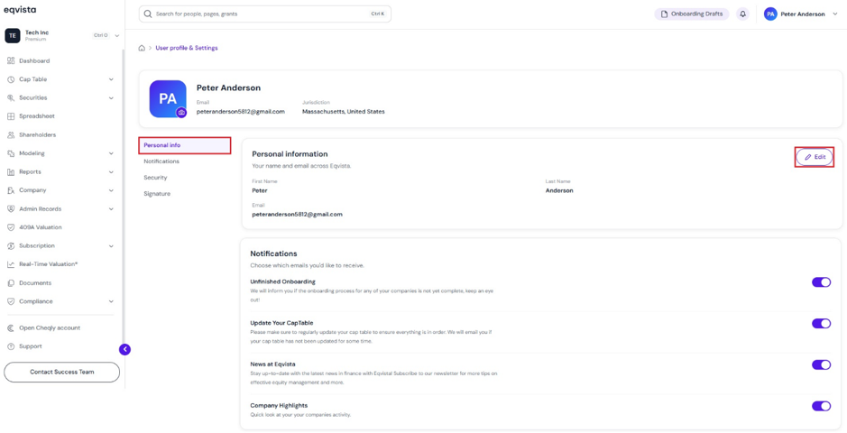 Update profile