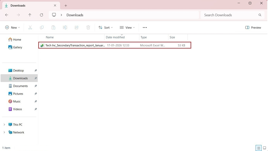 Excel sheet in your Downloads