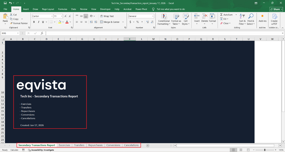 Double-click the Excel sheet to open the downloaded report