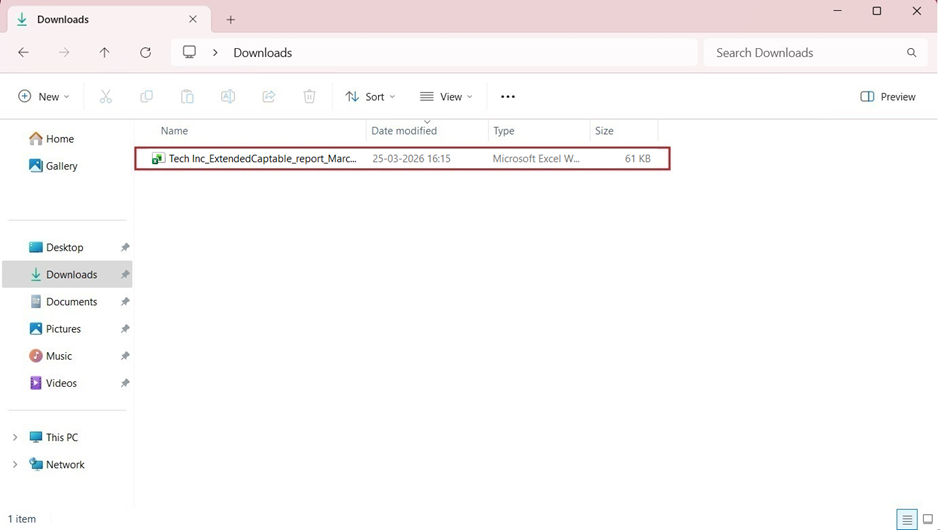report gets downloaded