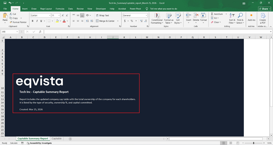 Excel sheet to open the downloaded report