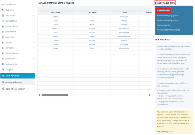 select table type