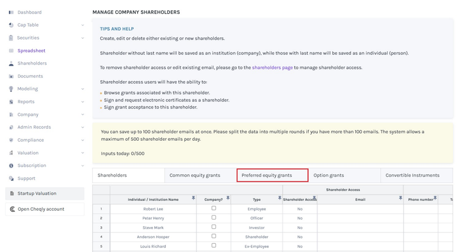 referred equity grants