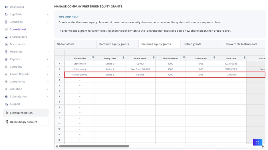 preferred equity grants 