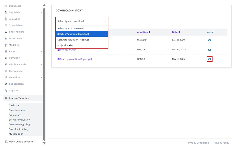 list of valuation reports 