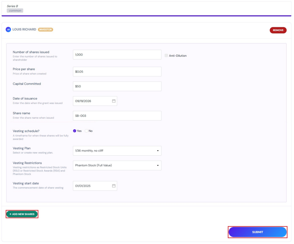 Vesting Restrictions