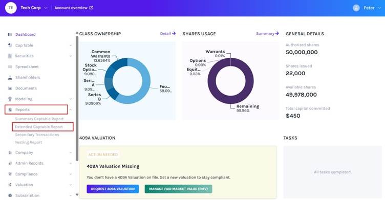 Extended Captable Report