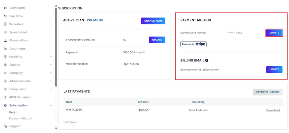update payment method 