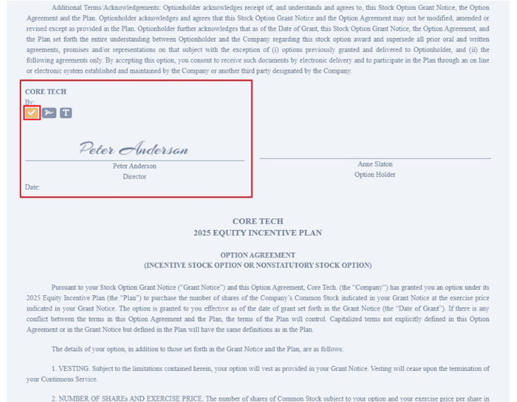 saved signature