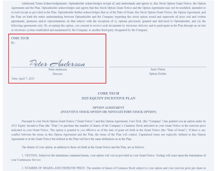Signed agreement