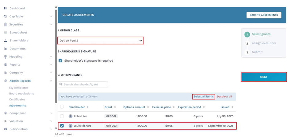 Select grants