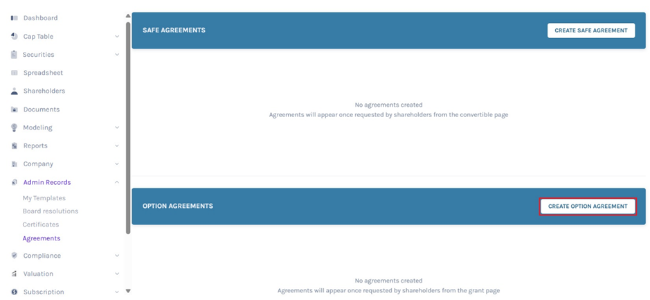 Create Option Agreement