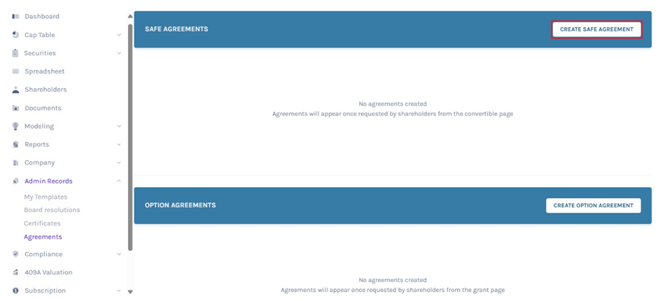 Create SAFE Agreement