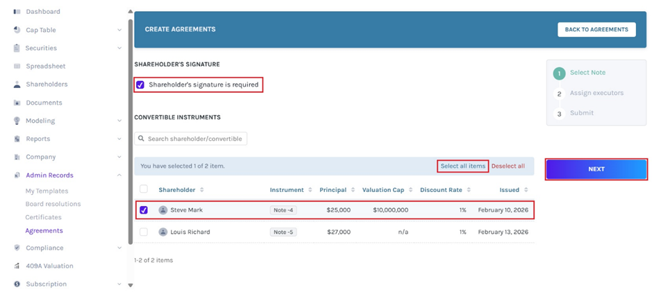 shareholder signature required 