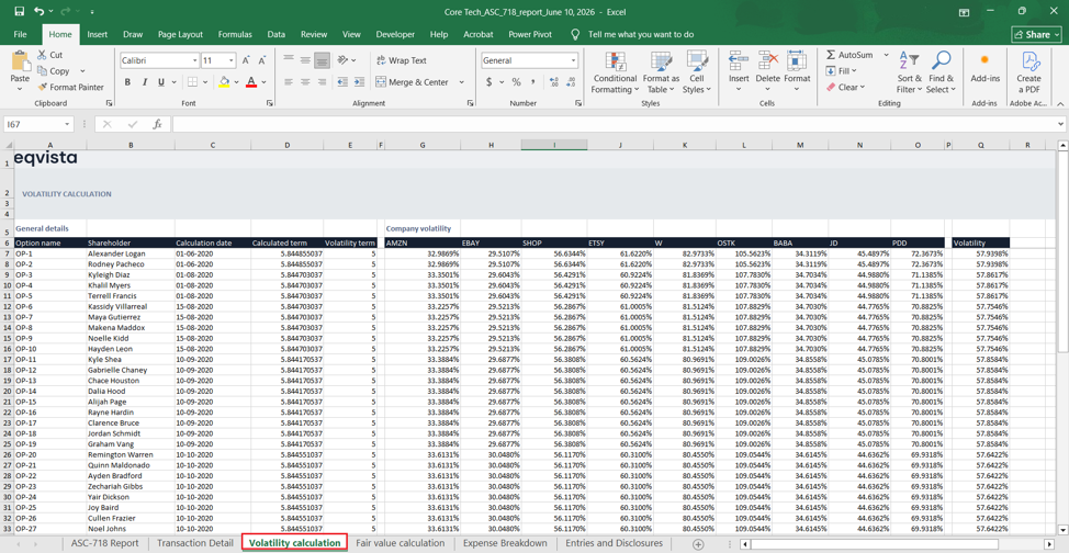 Volatility calculation