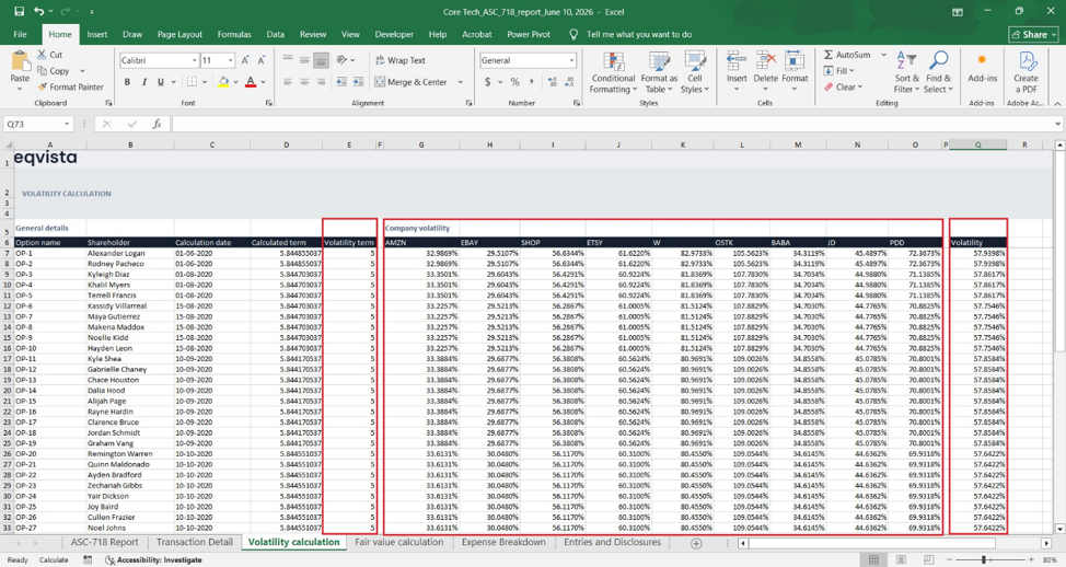 Volatility Calculation