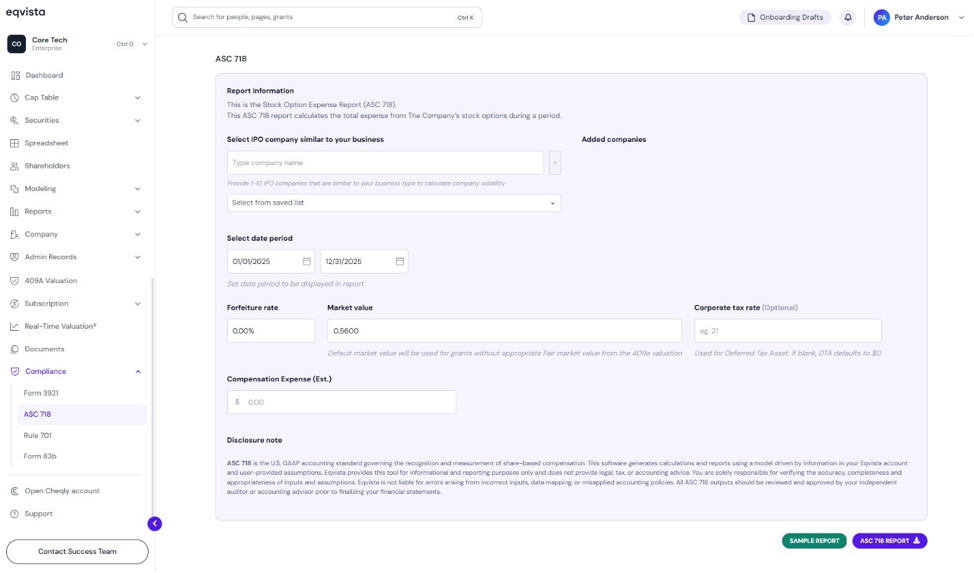create a report on total expenses