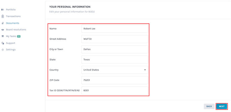 personal information