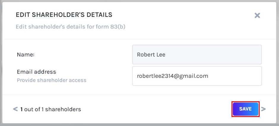 add the email address