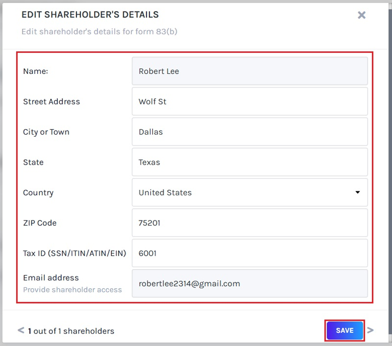 edit shareholder details 
