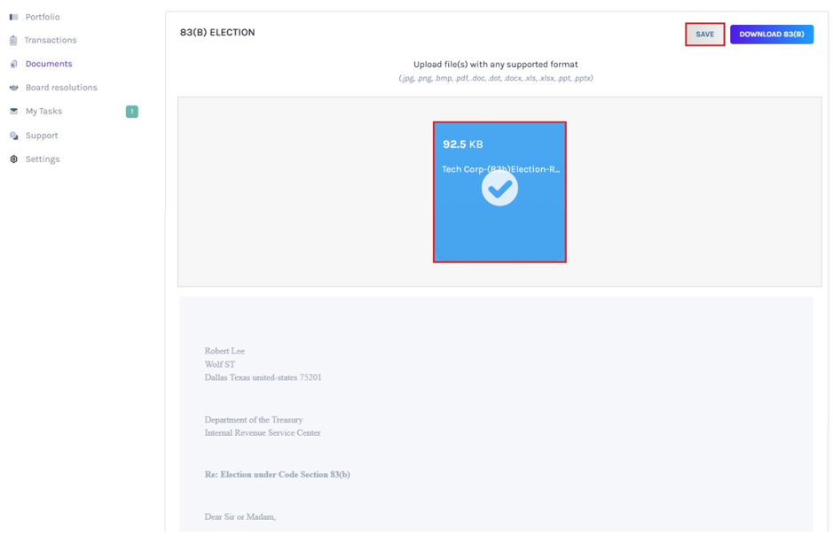 upload the file
