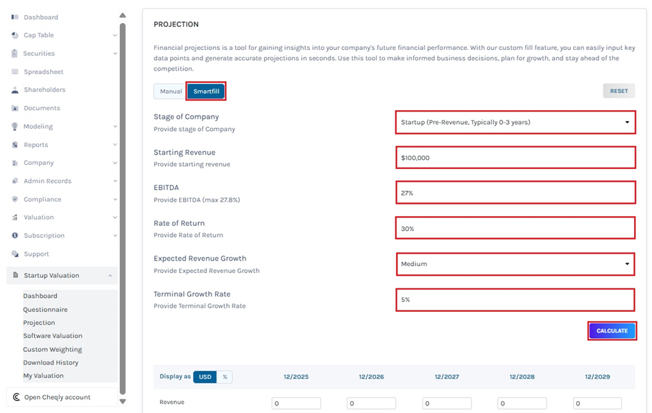 projection calculate 