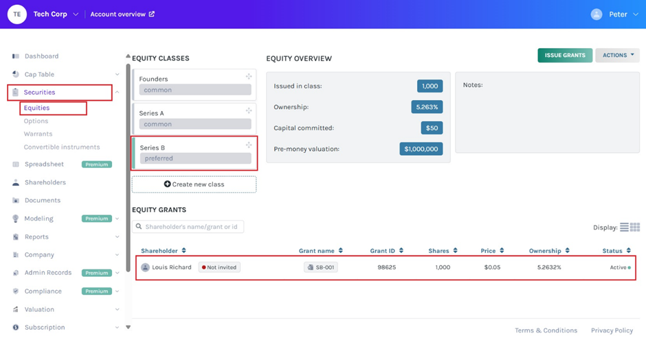 details of the issuance
