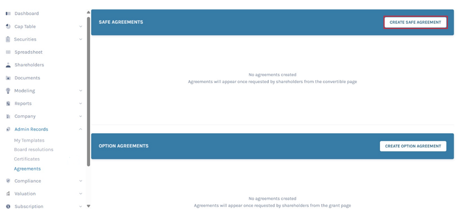 Create SAFE Agreement