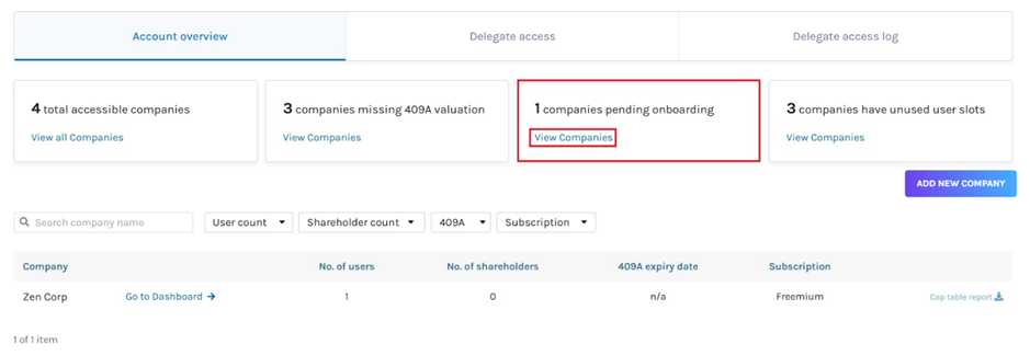 companies that haven't completed the onboarding