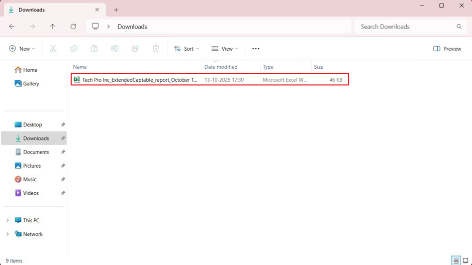 report gets downloaded as an Excel sheet in your Downloads