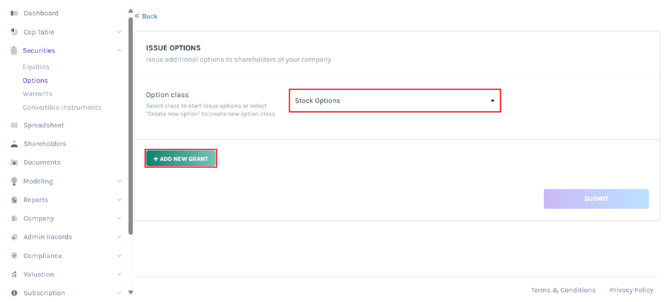 select the option class