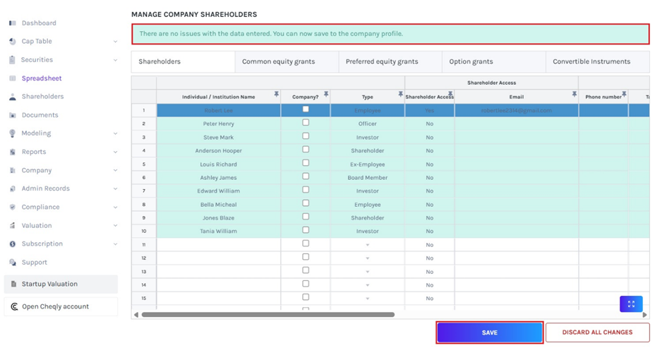data validation message