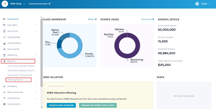 vesting report