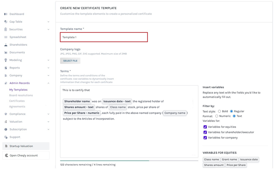 customize the template elements